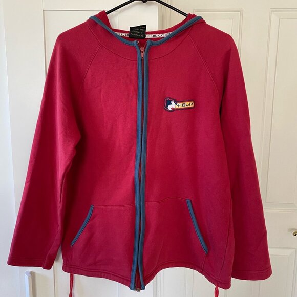 Vintage Felix The Cat Cartoon Zip Red Hoodie Size 4 (Men's M)  1998 Made in HK - Picture 2 of 8